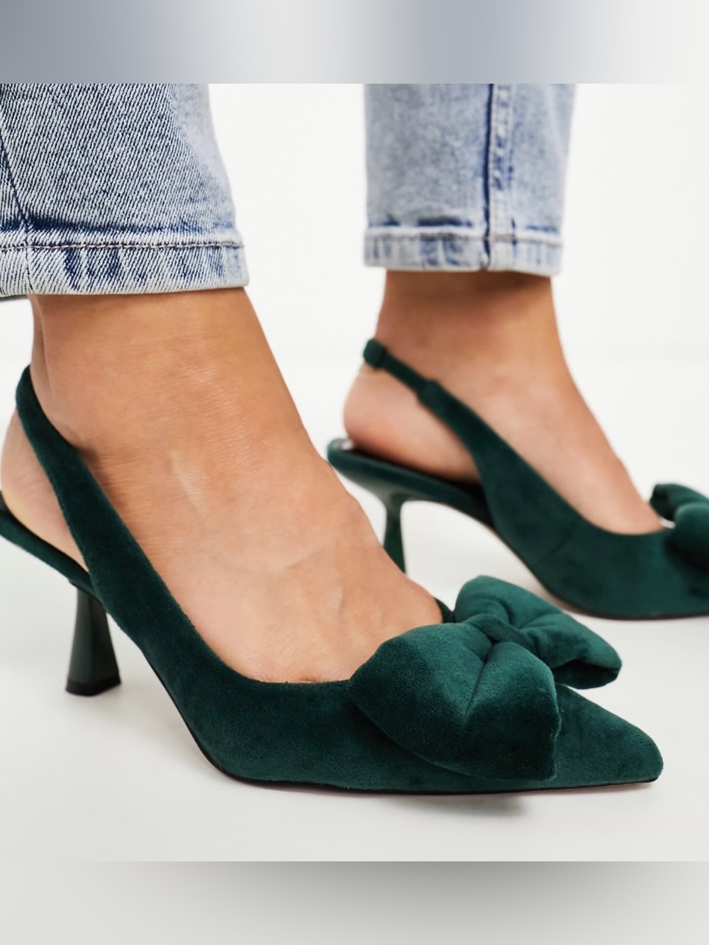 New: Asos Design Green Bow detail Mid heels